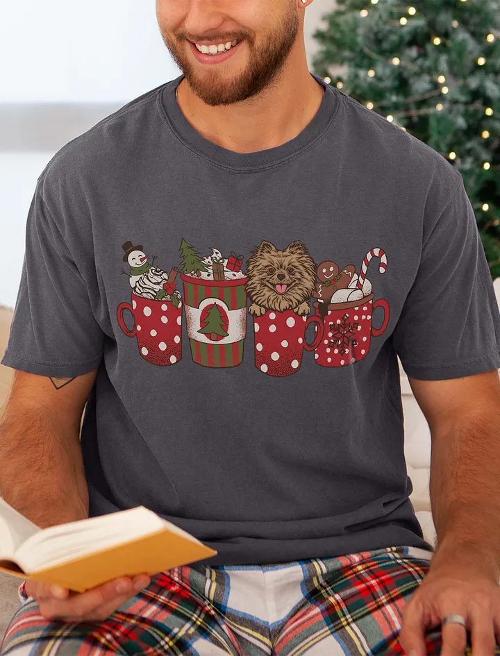 Cute Pomeranian in a Christmas Cup T-Shirt | Funny Christmas Pup in a Cup product image (21)