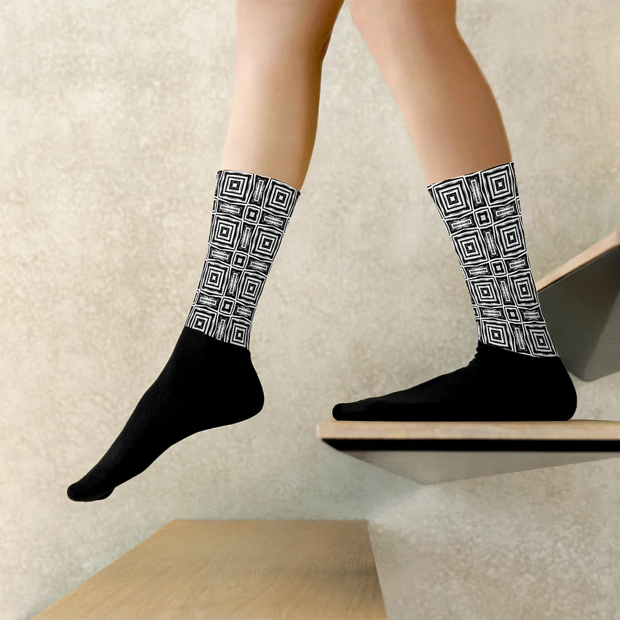 Abstract Monochrome Repeating Pattern Unisex Socks product image (13)