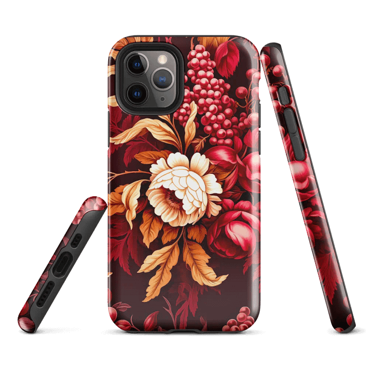 Clasicic Deep Burgundy Floral Rhapsody iPhone Case product image (2)