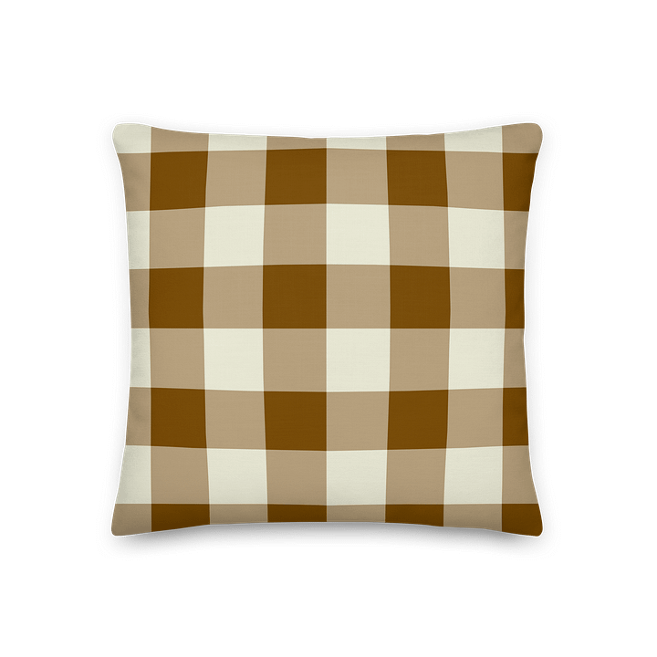 Brown & Cream Gingham Primium Pillow ~ Cozy Neutral Accent product image (1)