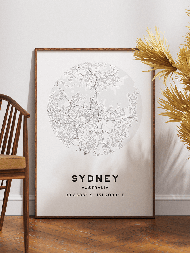 Sydney Street Map Poster – White Minimalist Circular City Art product image (1)
