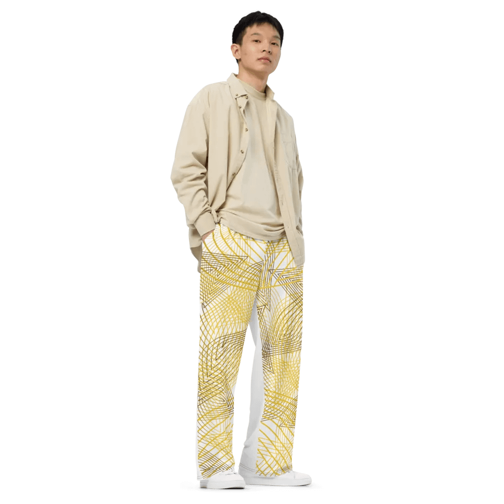 Pants with golden lines and leaf design product image (4)