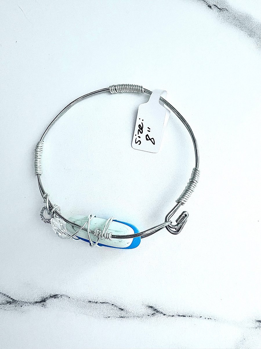 Ocean Whispers Wire-Wrapped Sea Glass Bracelet | Handmade 8" Coastal Charm by Monique Faella Designs™ | MFD-00202 product image (9)