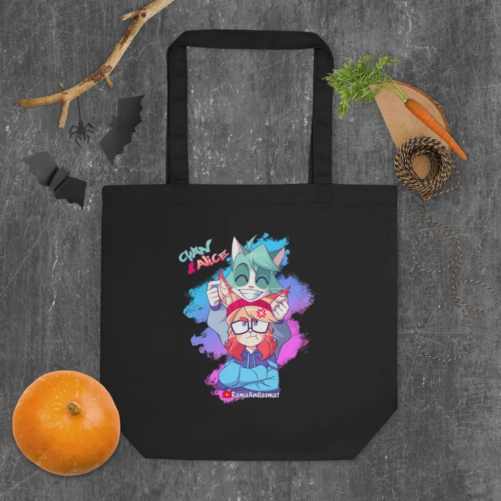 Cyan teasing Alice's Eco-Friendly Tote Bag product image (5)