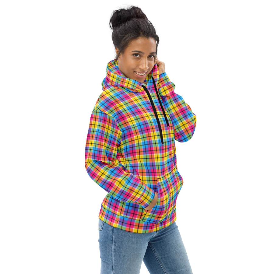 Hot Pink, Turquoise, and Yellow Plaid Hoodie product image (1)