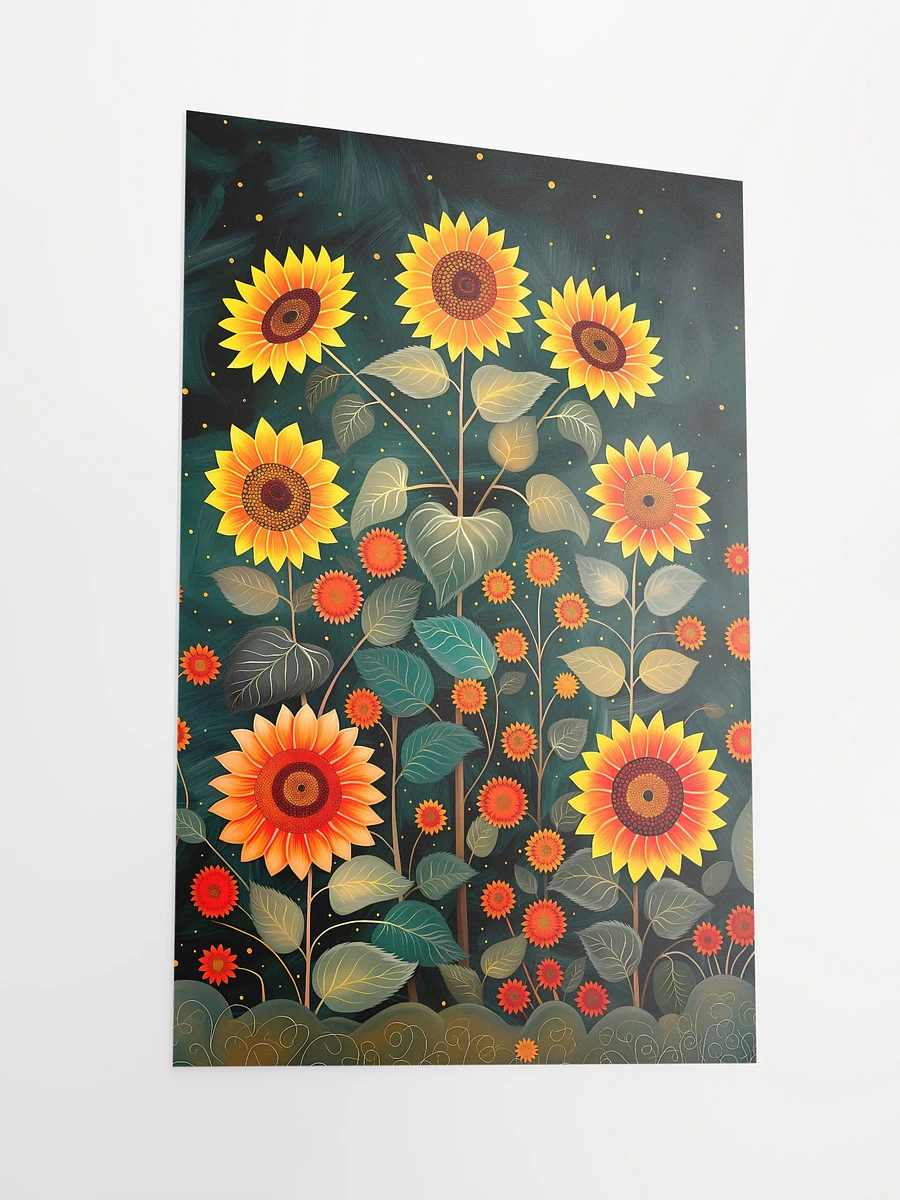 Starry Night Sunflower Field Poster: Vibrant Botanical Art for Warm Home Decor Matte Poster product image (4)