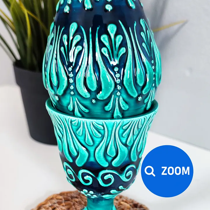 Ceramic turquoise Easter egg — handmade pottery, handmade ceramic, home decor, handmade gift, Turkish ceramic product image (2)