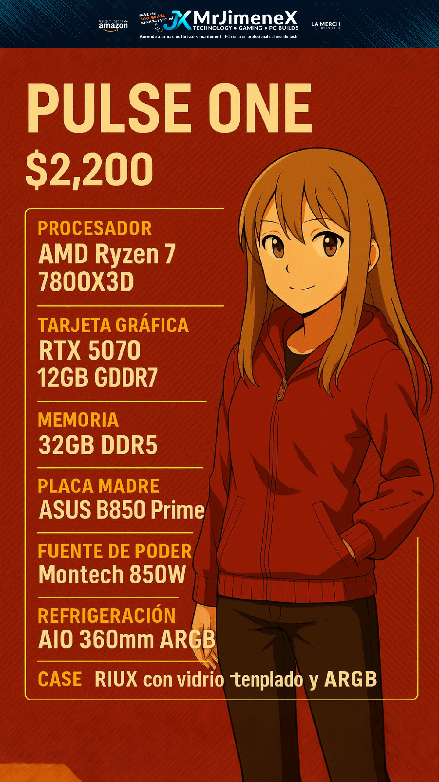 Pc Gaming Pulse One - Ryzen 7 7800X3D + 5070 12G + 32Gb DDR5 + B850 ASUS Prime product image (2)