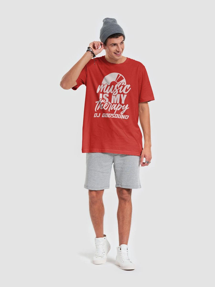DJ T-Shirt With Graphic Rapper Merch Band Merch Music Merch By DJ GodSound "Music is My Therapy" Classic Fit UNISEX Red T-Shirt product image (6)