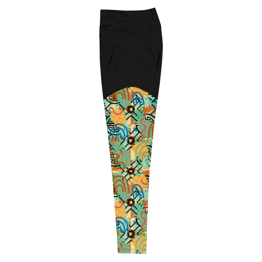 Yadit Abstract Collection in Green-Blue - All-Over Print Sports Leggings product image (3)