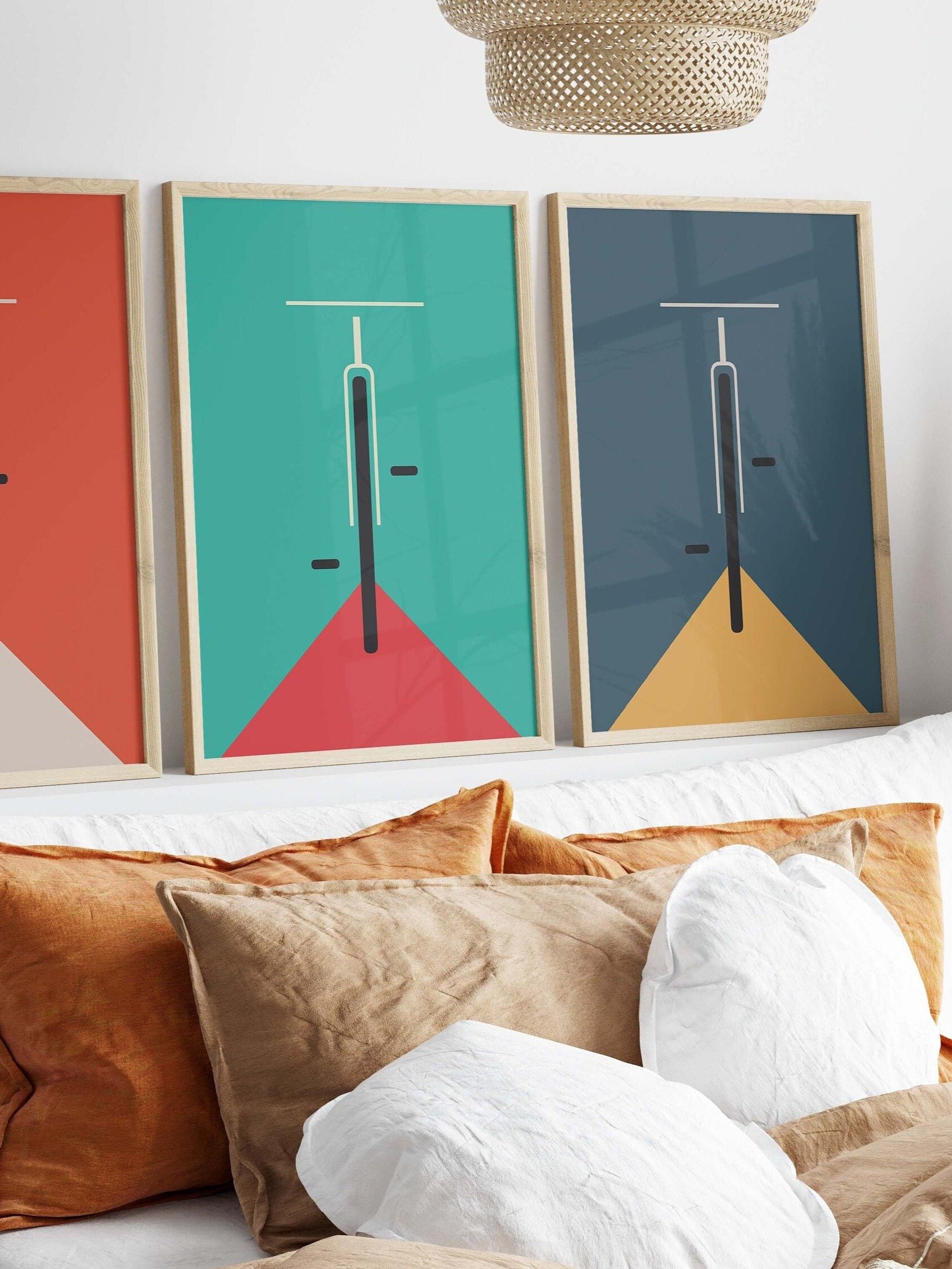 Bicycle Bauhaus Poster Vintage mid century style set of 3 product image (3)