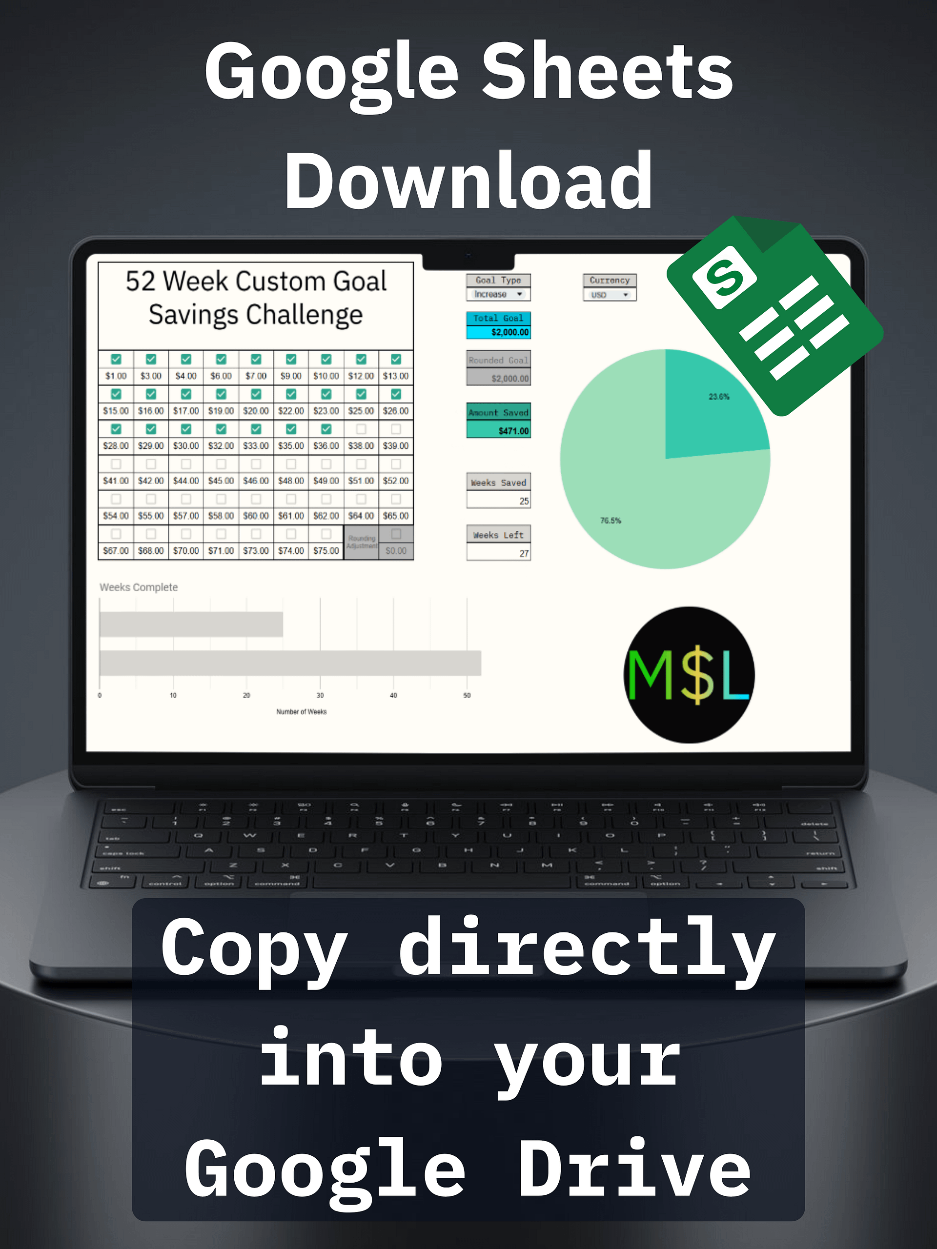 52-Week Savings Challenge PRO (3 Trackers in 1) product image (5)